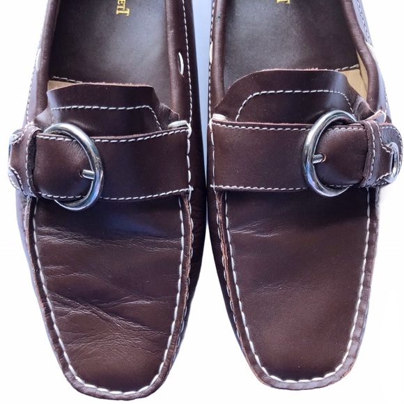 L.K. Bennett Loafer 39 9/9.5 Brown Buckle Shoe - Picture 3 of 15